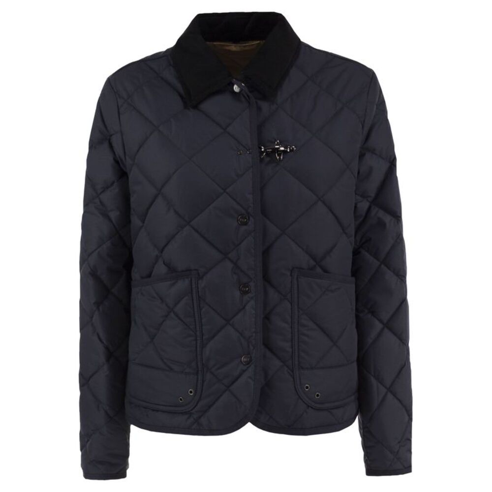 Fay Women Quilted Jacket With Corduroy Collar And Fay Hook
